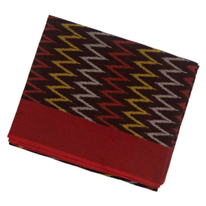 Black Handloom Orissa Cotton Saree With Chevron Stripes