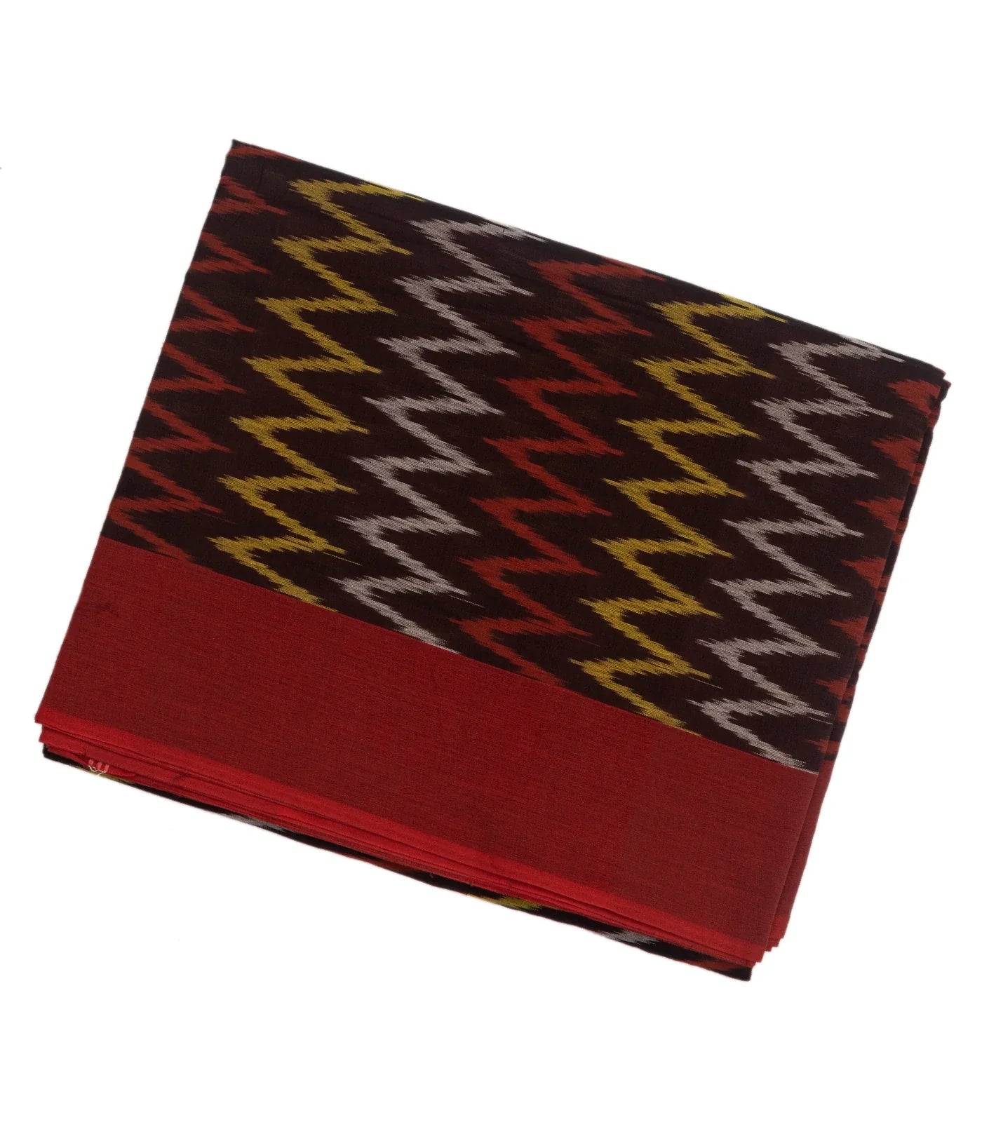 Black Handloom Orissa Cotton Saree With Chevron Stripes