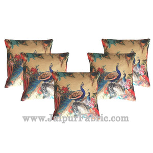 Jute Cushion Cover Digital Peacocks