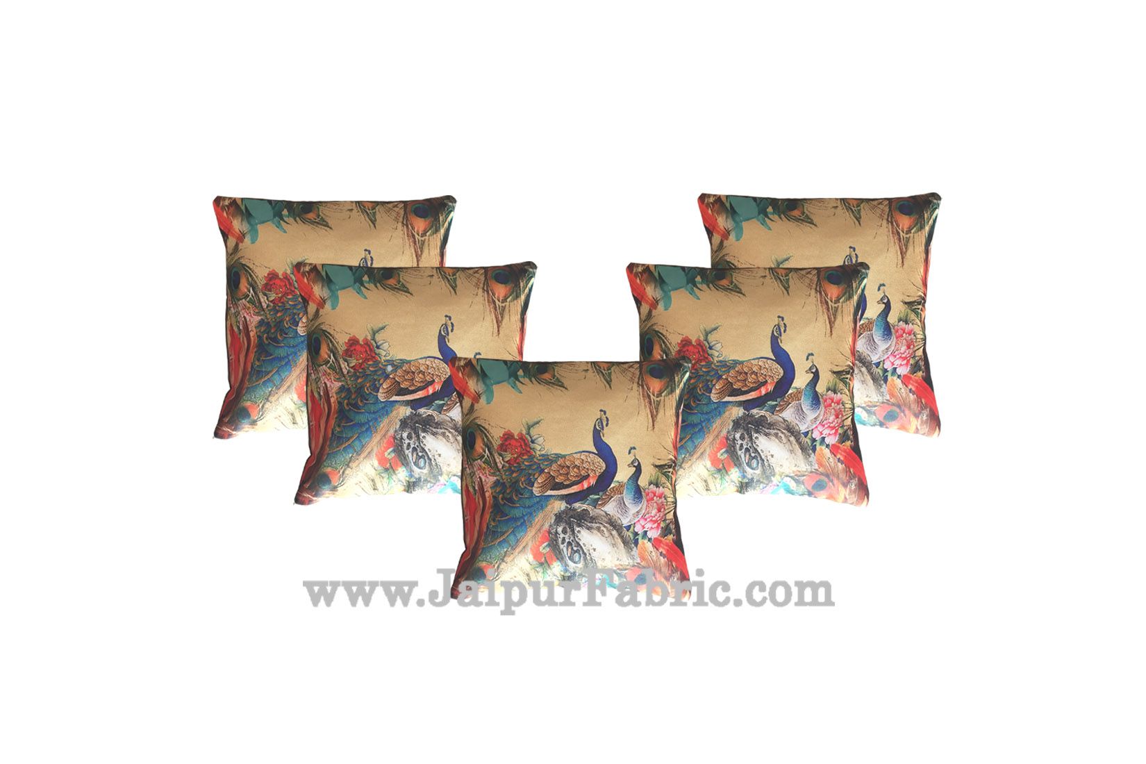 Jute Cushion Cover Digital Peacocks