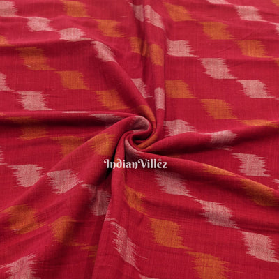 Red Sambalpuri Ikat Cotton Fabric