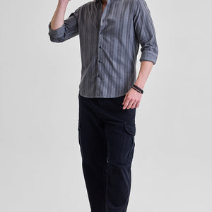 Grey Corduroy Slim Fit Shirt