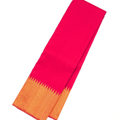 Crimson Handloom Kanchipuram Silk Saree With Zari Temple Border