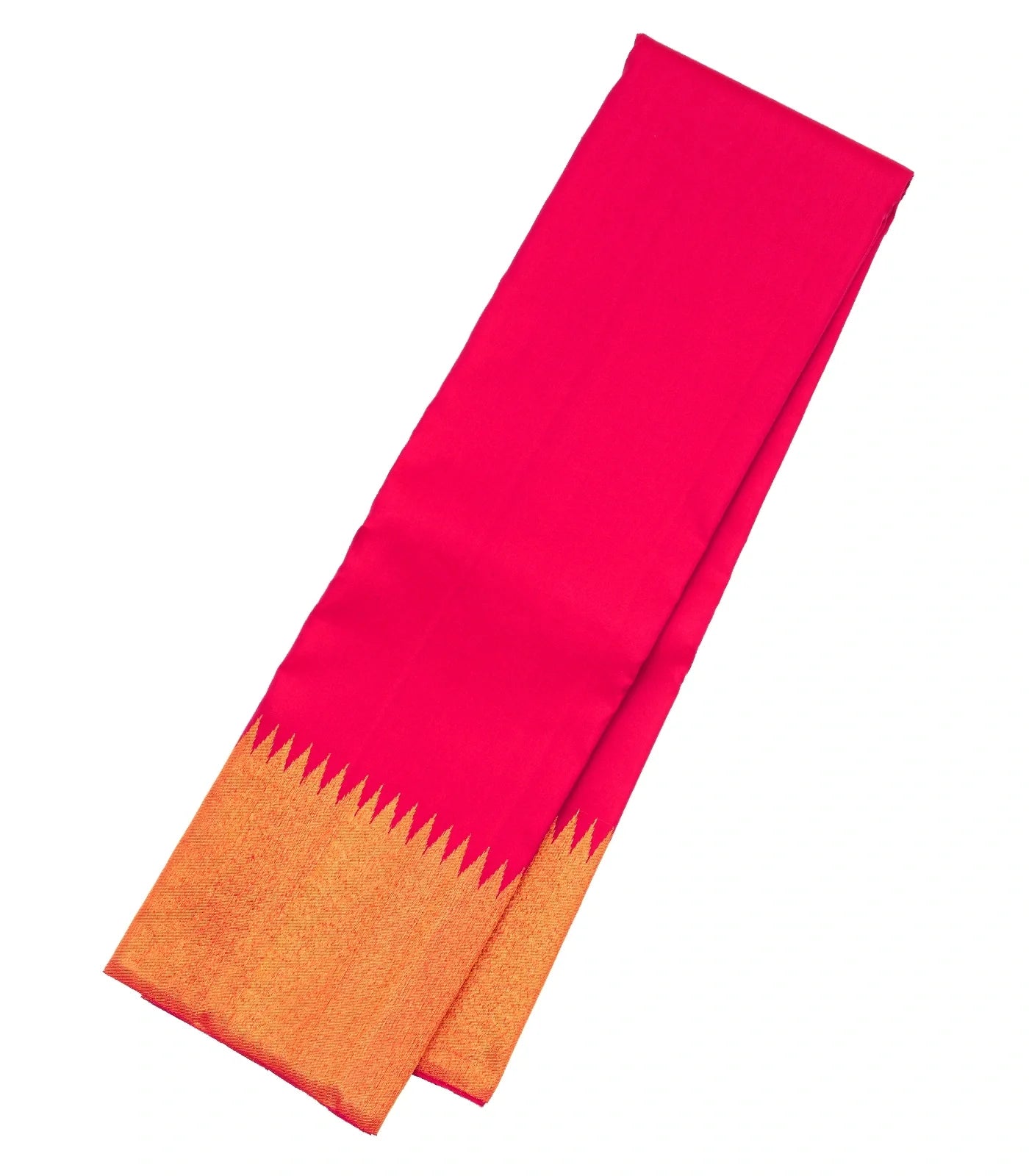 Crimson Handloom Kanchipuram Silk Saree With Zari Temple Border