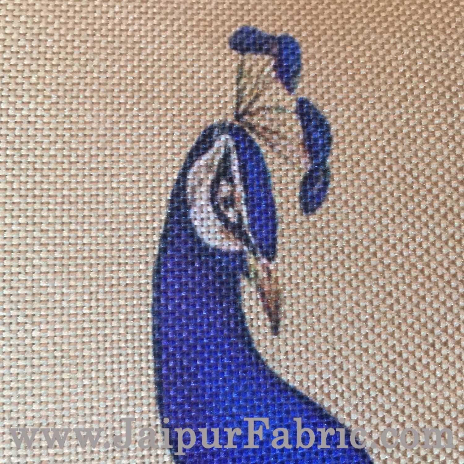 Jute Cushion Cover Digital Peacocks