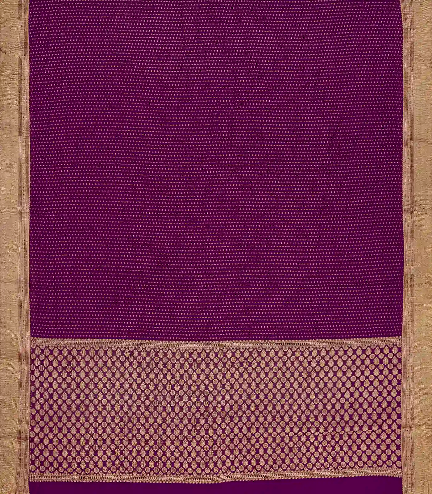 Purple Mysore Crepe Silk Saree With Floral Zari Motifs