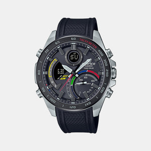 Edifice Men Quartz Black Dial Analog-Digital Resin Watch EX553