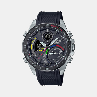 Edifice Men Quartz Black Dial Analog-Digital Resin Watch EX553