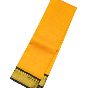 Yellow Handloom Kanchipuram Korvai Silk Saree With Floral Buttas