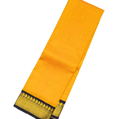 Yellow Handloom Kanchipuram Korvai Silk Saree With Floral Buttas