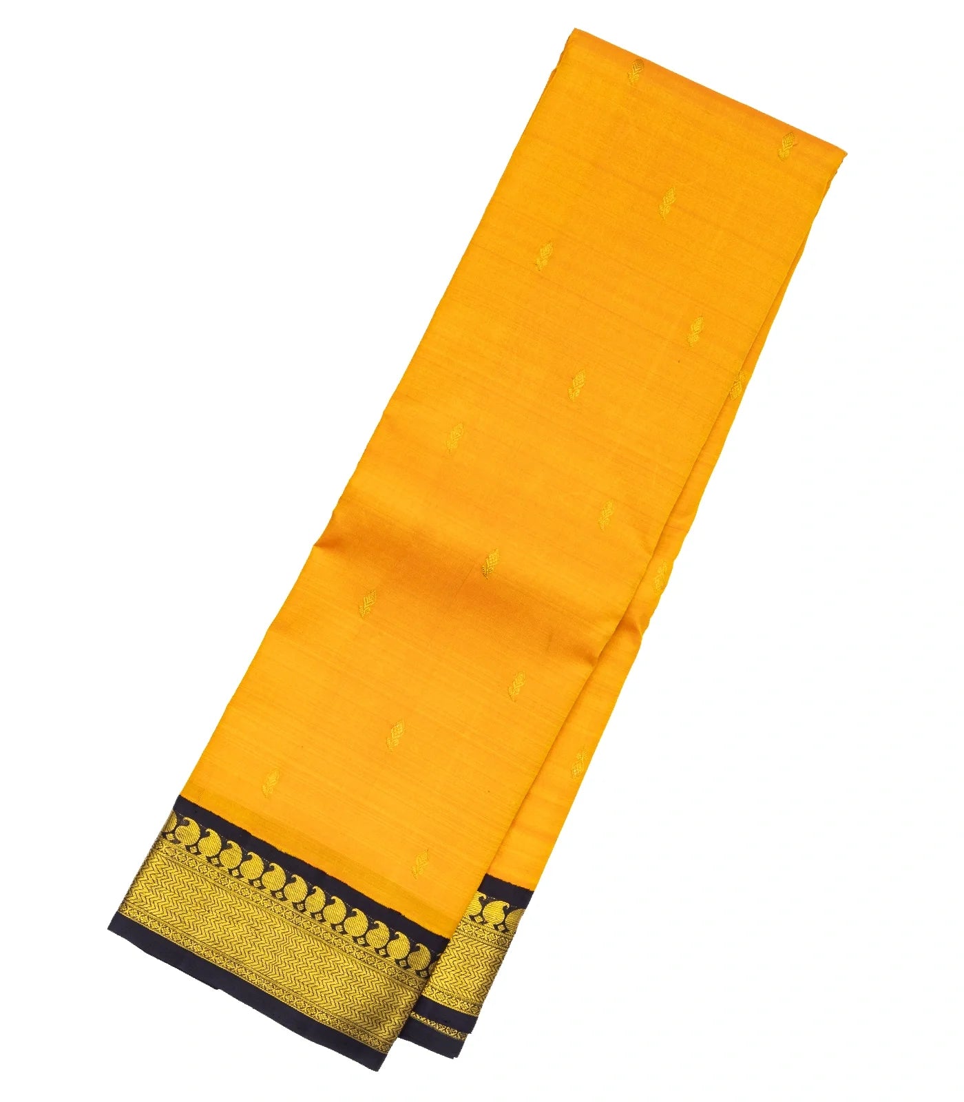 Yellow Handloom Kanchipuram Korvai Silk Saree With Floral Buttas