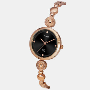 Fria Women Quartz Black Dial Analog Brass Watch TWEL18203