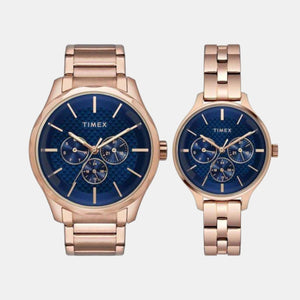 Fashion Couple Quartz Blue Dial Chronograph Stainless Steel Watch TW00PR290