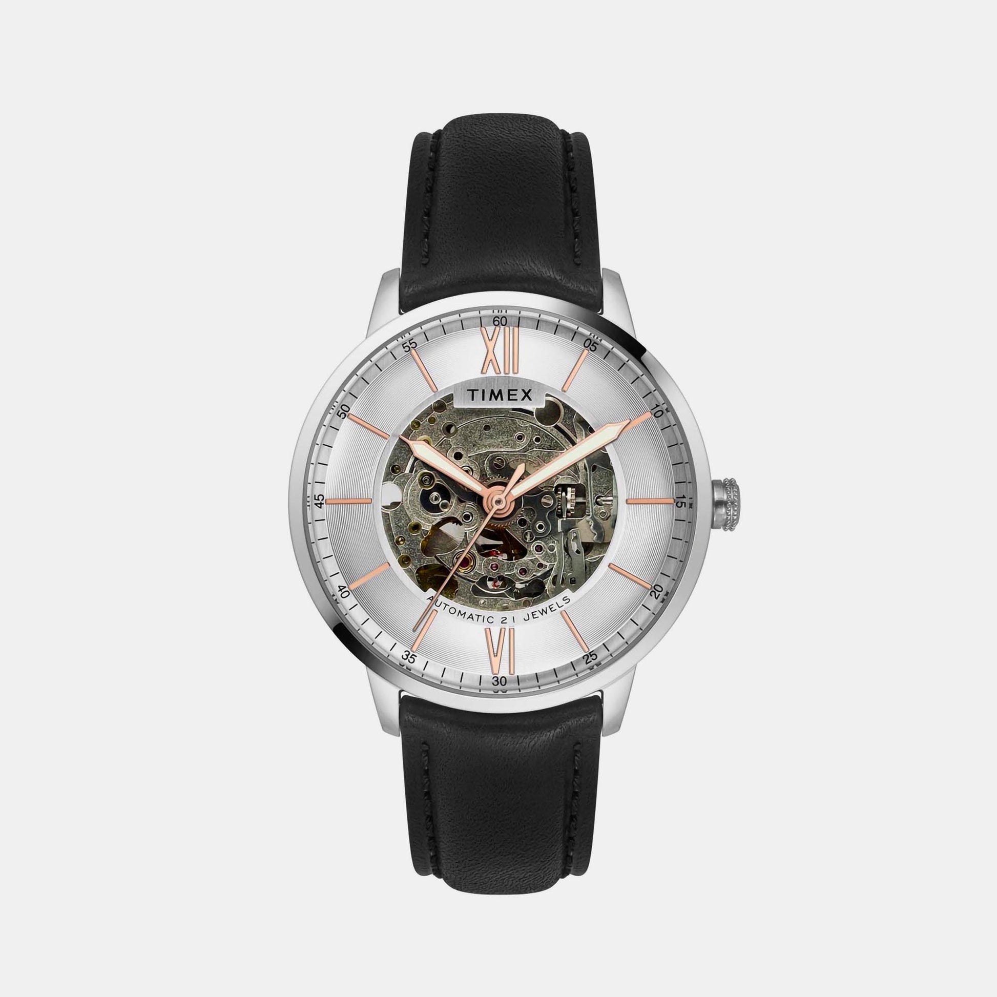 E Class Men Automatic Silver Dial Analog Leather Watch TWEG23500