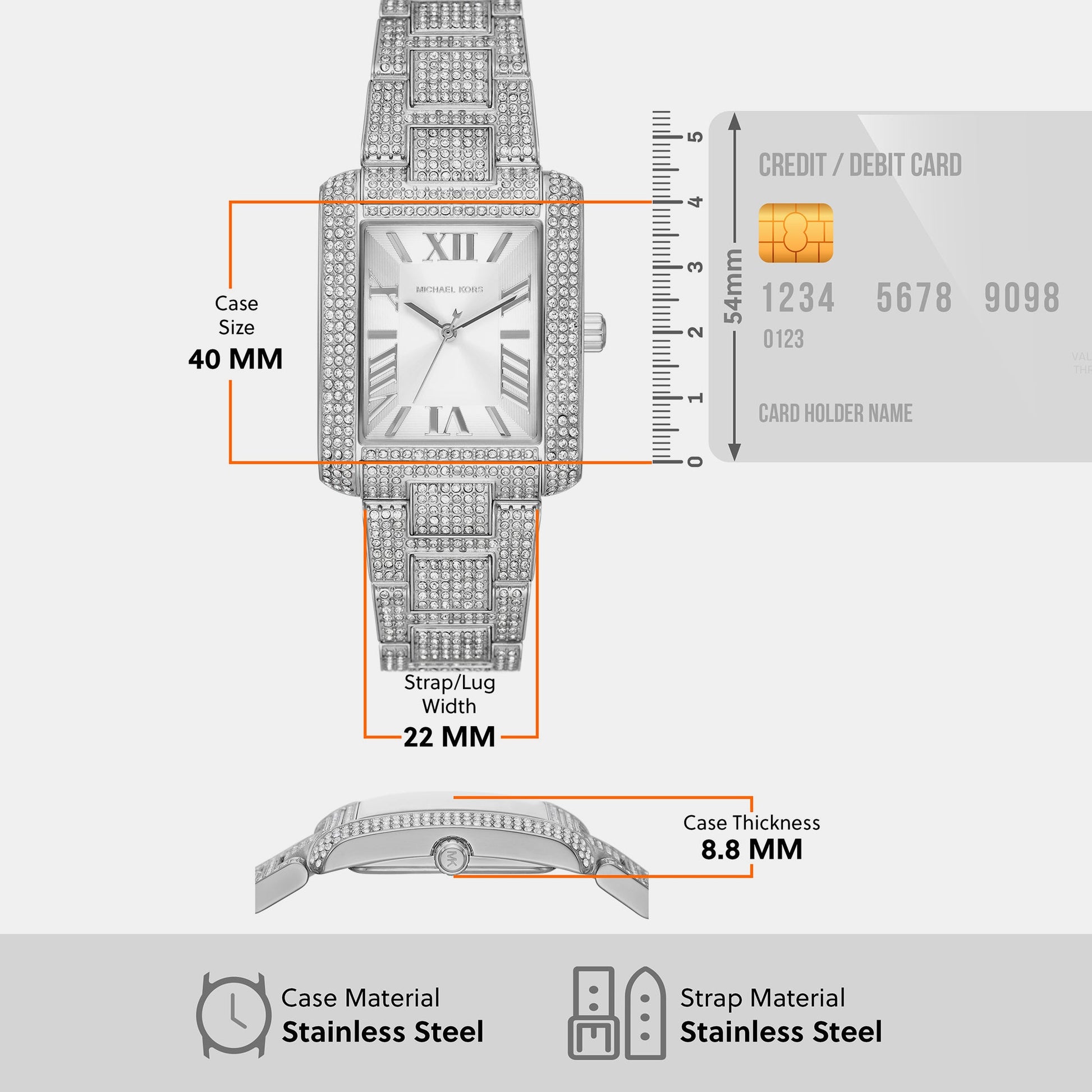 Emery Women Quartz White Dial Analog Stainless Steel Watch MK4648