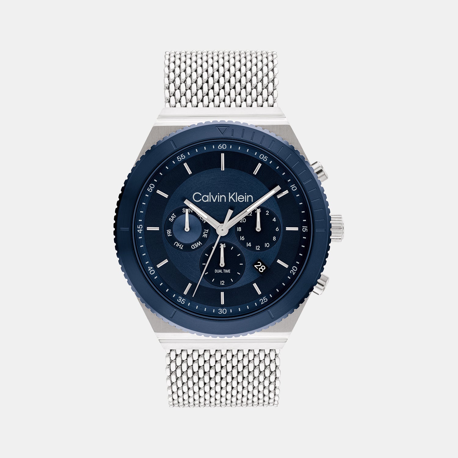 Ck Fearless Men Quartz Blue Dial Chronograph Mesh Watch 25200305