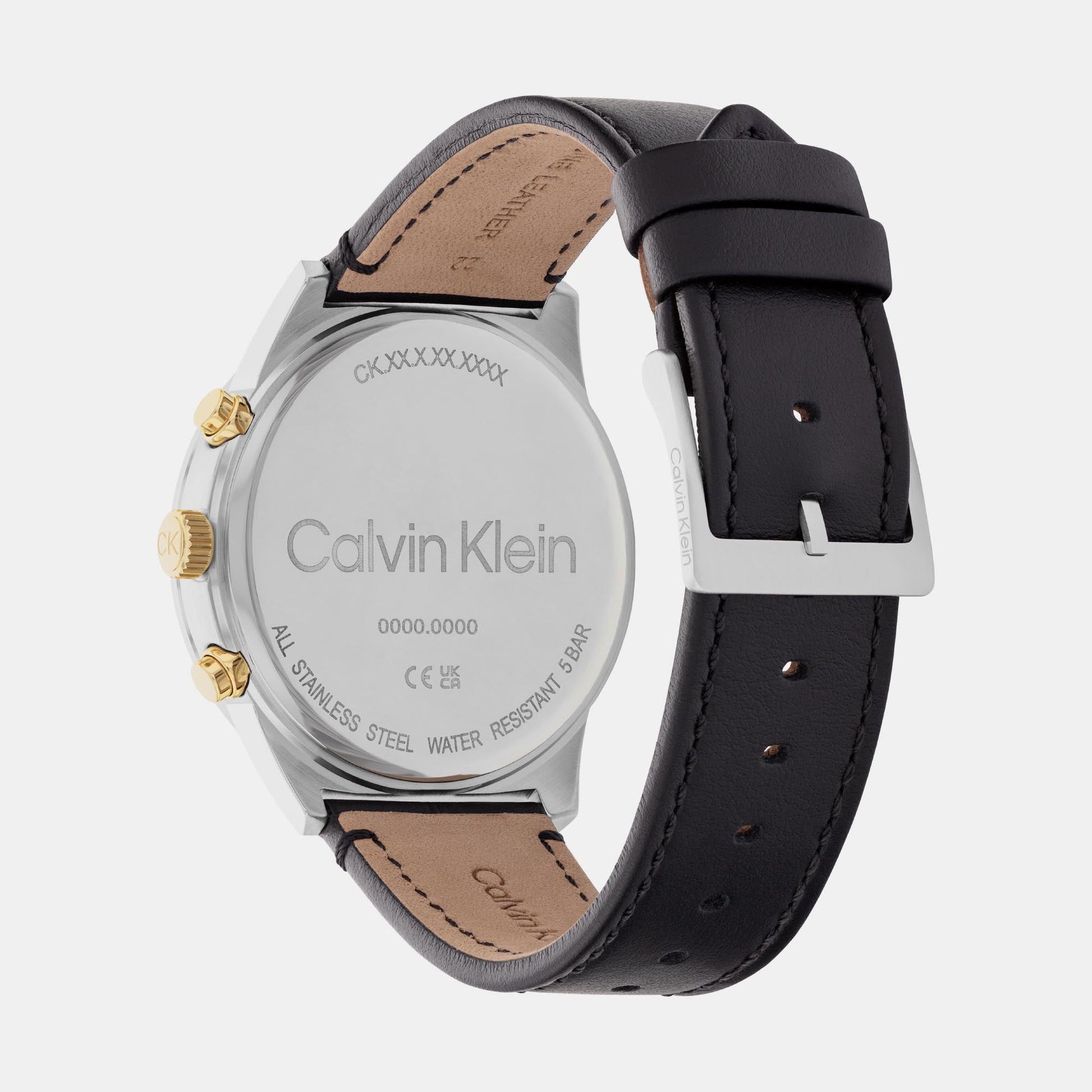 Ck Impressive Men Quartz White Dial Chronograph Leather Watch 25200299