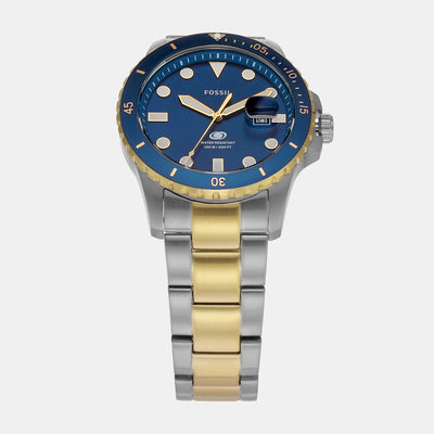 Fossil Blue Dive Men Quartz Blue Dial Analog Stainless Steel Watch FS6034