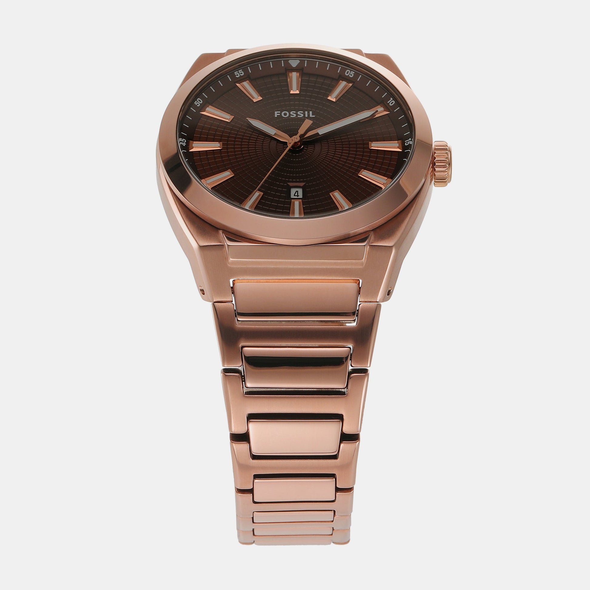 Everett Men Quartz Brown Dial Analog Stainless Steel Watch FS6028