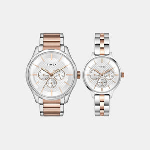 Fashion Couple Quartz Silver Dial Multi-Function Stainless Steel Watch TW00PR291