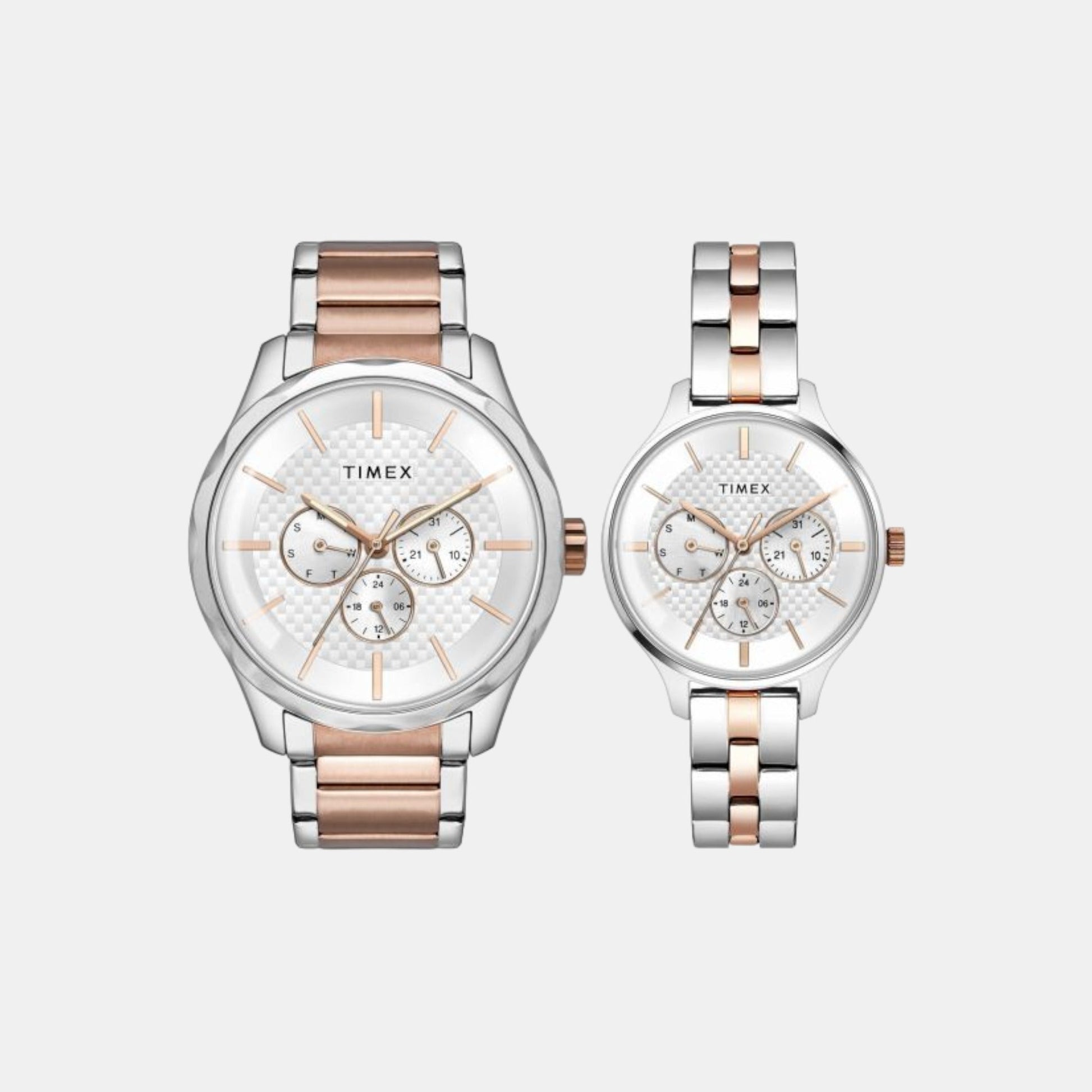 Fashion Couple Quartz Silver Dial Multi-Function Stainless Steel Watch TW00PR291