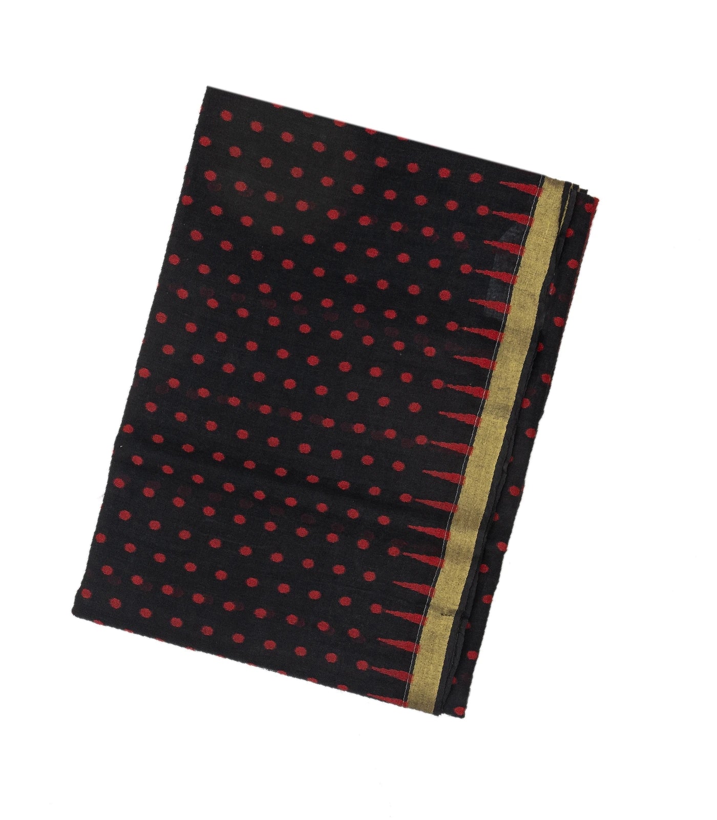 Black Handloom Bengal Cotton Saree With Dotted Motifs