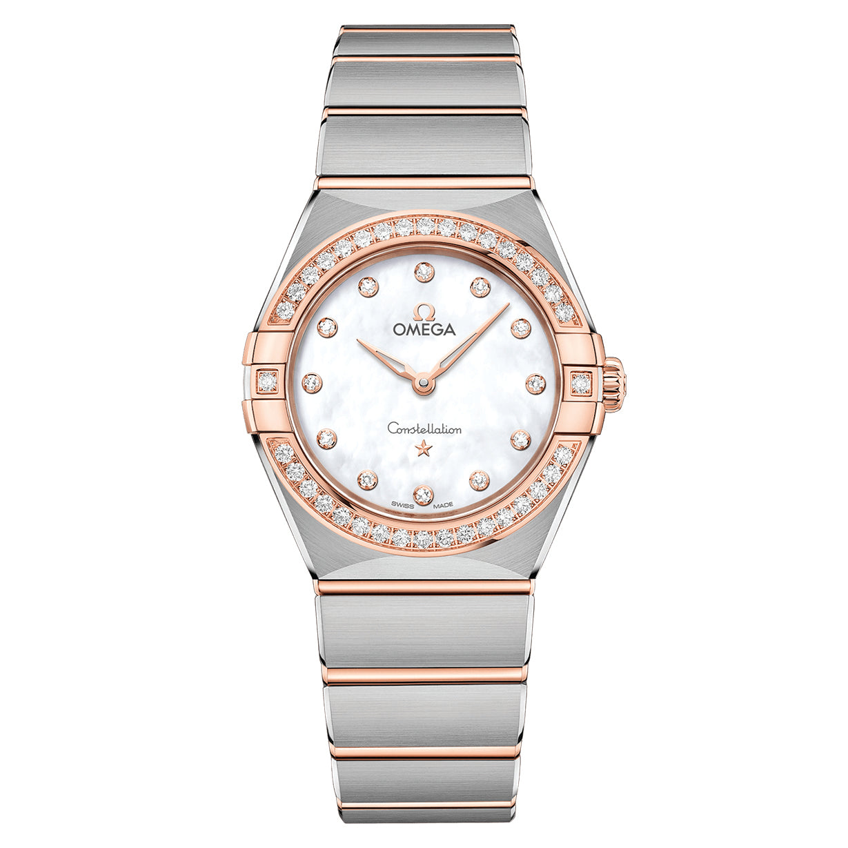 Omega Constellation Quartz Diamonds White Dial Women 28MM