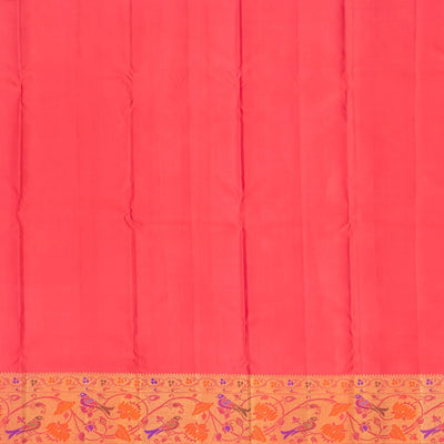 Pink Handloom Kanchipuram Silk Saree With Triangle Motifs