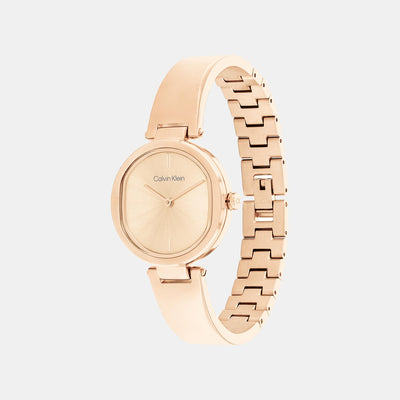 Ck Elevated Women Quartz Gold Dial Analog Stainless Steel Watch 25200308
