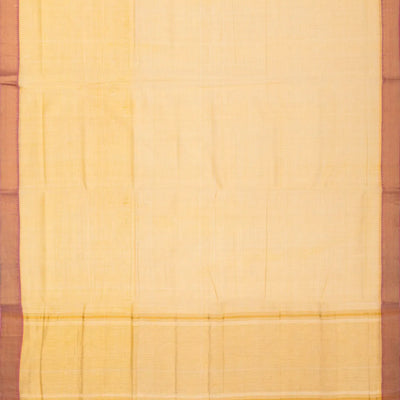 Sandal Handloom Mangalagiri Cotton Saree With Pink Zari Border