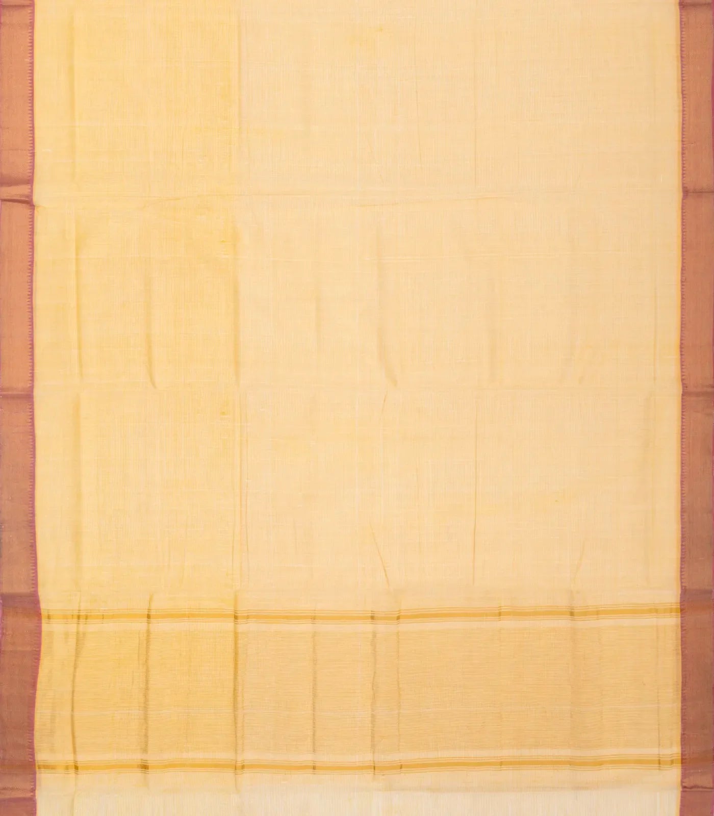 Sandal Handloom Mangalagiri Cotton Saree With Pink Zari Border