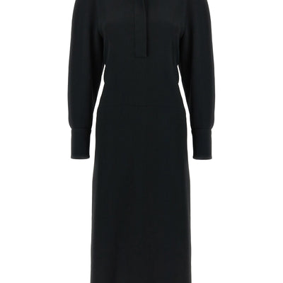 Victoria Beckham Long Sleeve Polo Collar Midi Dress