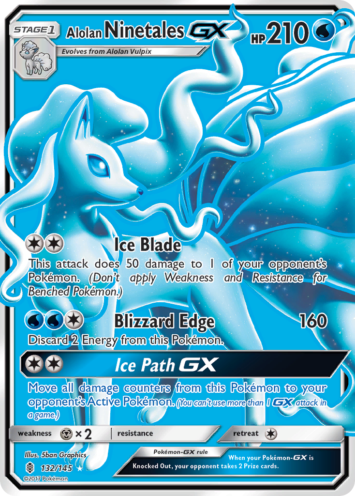 Alolan Ninetales-GX - 132/145 - Rare Ultra