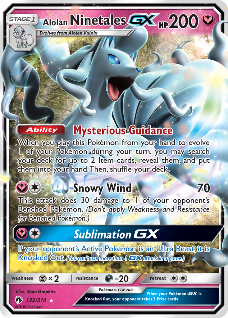 Alolan Ninetales-GX - 132/214 - Rare Holo GX