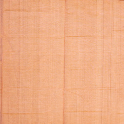 Peach Handloom Silk Cotton Saree With Peacock Corner Buttas