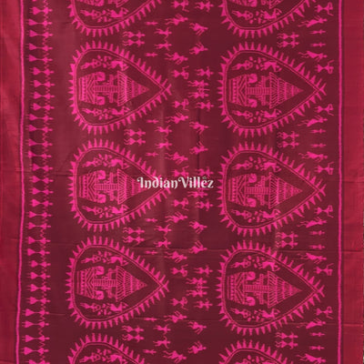 Maroon Tribal Odisha Ikat Contemporary Silk Saree