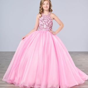 Girls Organza Halter Gown by Tiffany Princess 13786