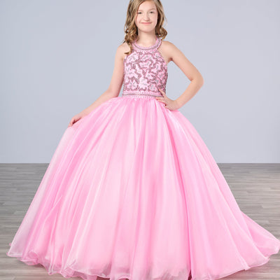 Girls Organza Halter Gown by Tiffany Princess 13786