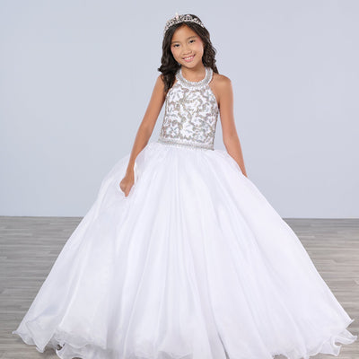 Girls Organza Halter Gown by Tiffany Princess 13786