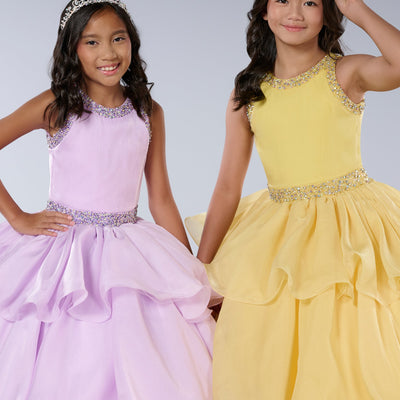 Girls Tiered Halter Gown by Tiffany Princess 13787