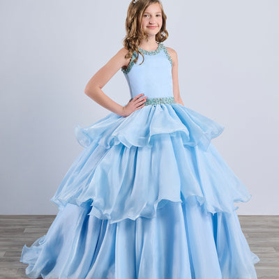 Girls Tiered Halter Gown by Tiffany Princess 13787