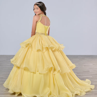 Girls Tiered Halter Gown by Tiffany Princess 13787