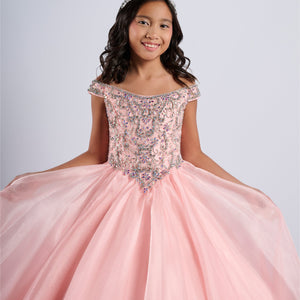 Girls Organza Off Shoulder Gown by Tiffany Princess 13788