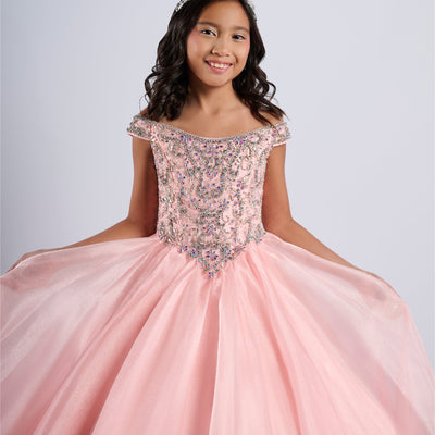 Girls Organza Off Shoulder Gown by Tiffany Princess 13788