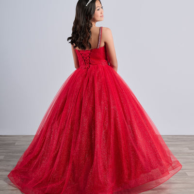 Girls Tulle V-Neck Gown by Tiffany Princess 13789
