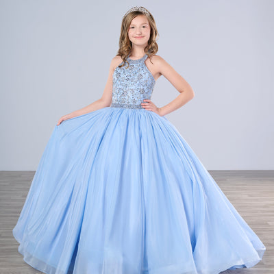 Girls Chiffon Sleeveless Gown by Tiffany Princess 13791