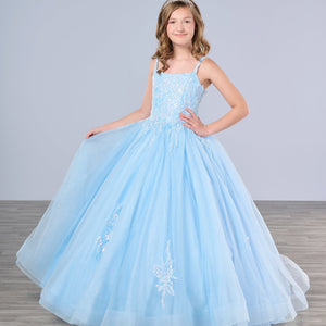 Girls Applique Tulle Gown by Tiffany Princess 13792