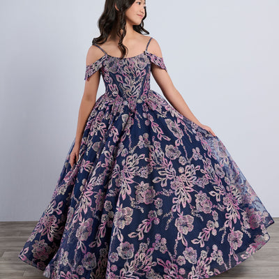 Girls Glitter Print Gown by Tiffany Princess 13794