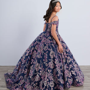 Girls Glitter Print Gown by Tiffany Princess 13794
