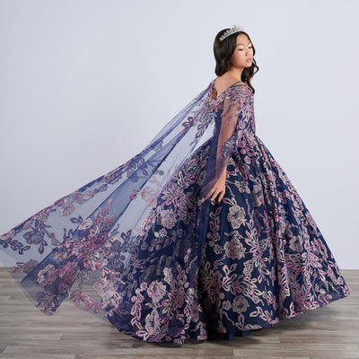 Girls Glitter Print Gown by Tiffany Princess 13794